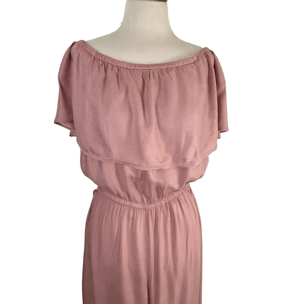 ALTAR'D STATE Pink Jumpsuit S Off Shoulder Wide Leg Coquette Party Feminine - Picture 2 of 12